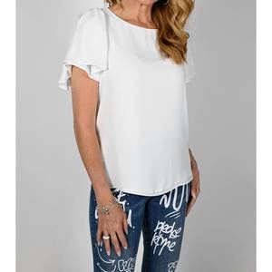 NEW FRANK LYMAN flutter sleeve shell top in off white